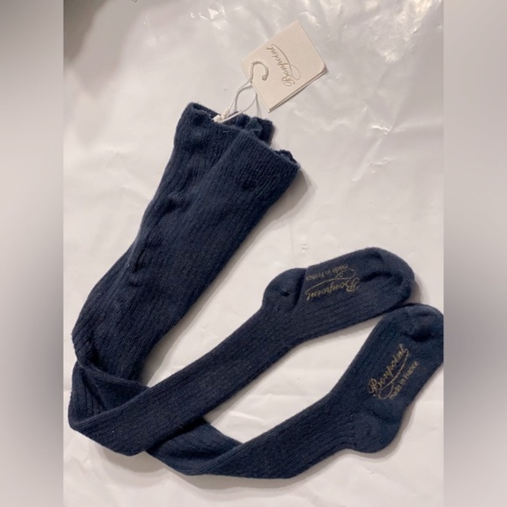 Bonpoint nwt Navy blue rib baby tights